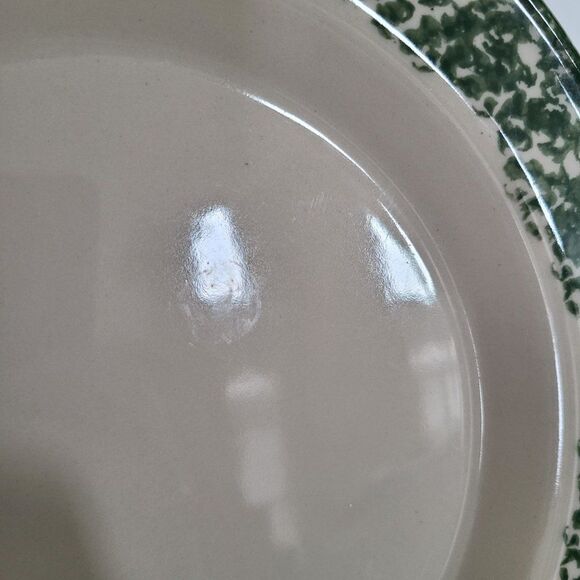 Workshops of Gerald E. Henn Pottery Green Roseville Spongeware Holiday Plate VTG - Picture 8 of 14